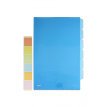 F/C Transparent L-shaped 5 layers plastic file/folder-Blue